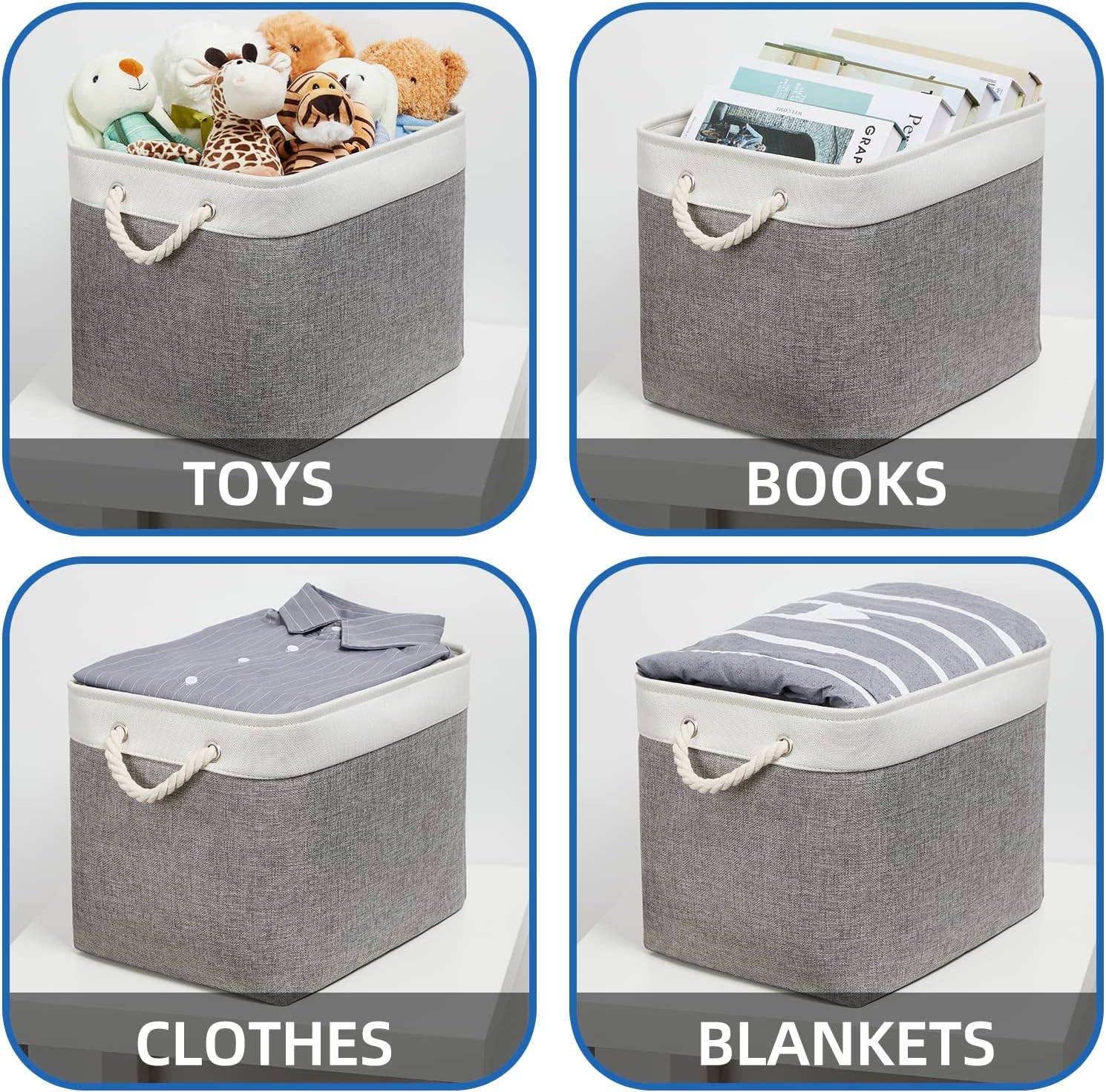 Temary Baskets for Organizing, 2 Pack Storage Baskets Large Fabric Baskets with Handles, Decorative