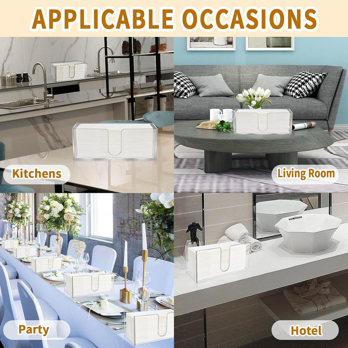 2Pack Acrylic Countertop Paper Towel Holder, Paper Towel Dispenser Countertop/Acrylic Napkin