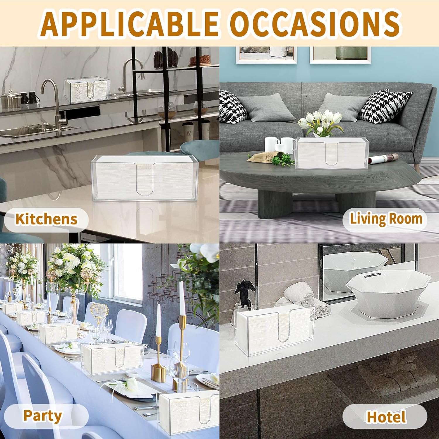 4Pack Acrylic Countertop Paper Towel Holder, Paper Towel Dispenser Countertop/Acrylic Napkin