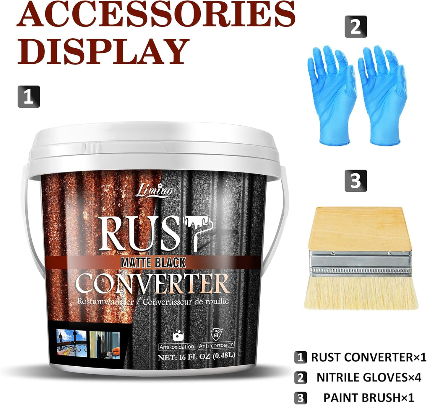 Rust Converter for Metal - Black Metal Primer and Rust Remover, Reformer ＆ Encapsulator