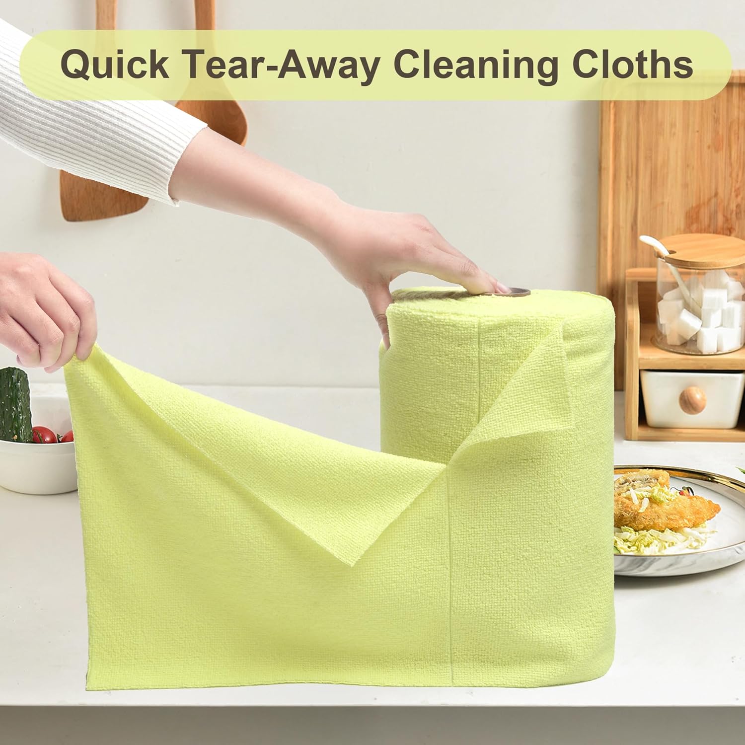 LIVOS Microfiber Cleaning Cloth Roll - 80 Pack, Reusable Paper Towels Tear Away Towels, Microfiber