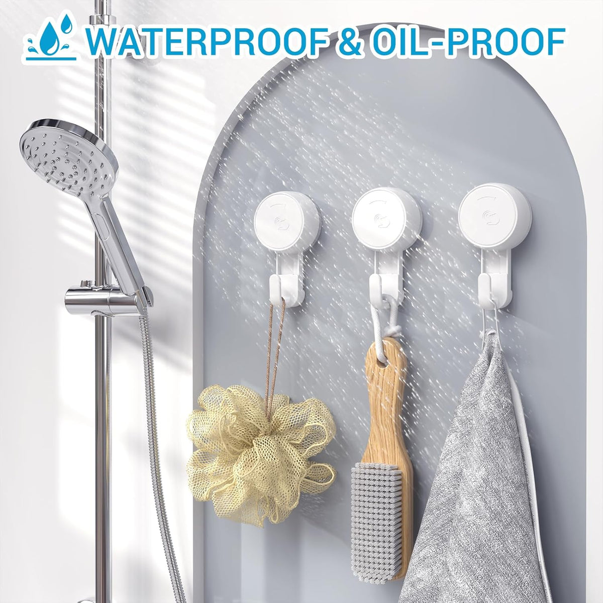 LUXEAR Suction Cup Hooks Reusable Suction Hooks for Shower Wall Vacuum Bathroom Suction Holder