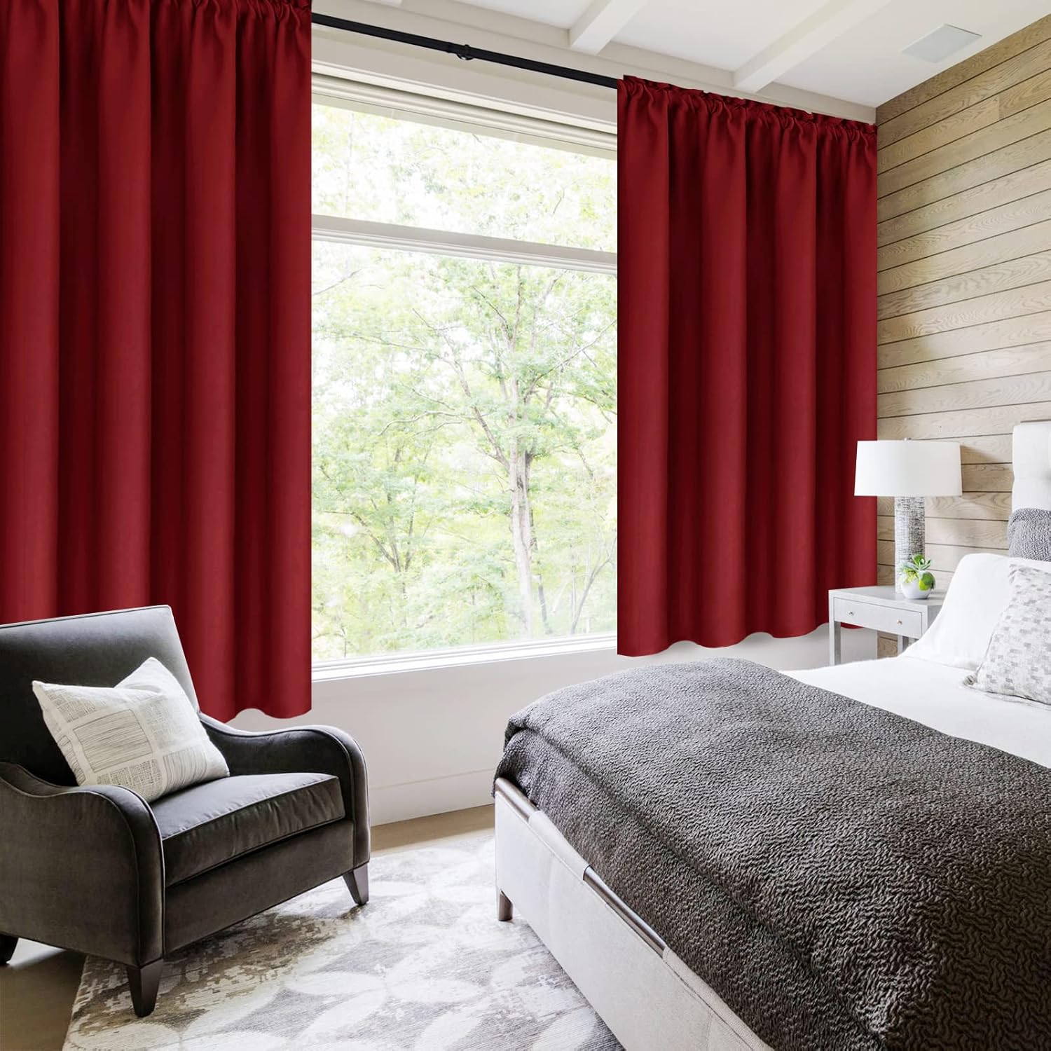 DWCN Burgundy Room Darkening Blackout Curtains - Thermal Insulated Privacy Energy Saving Window
