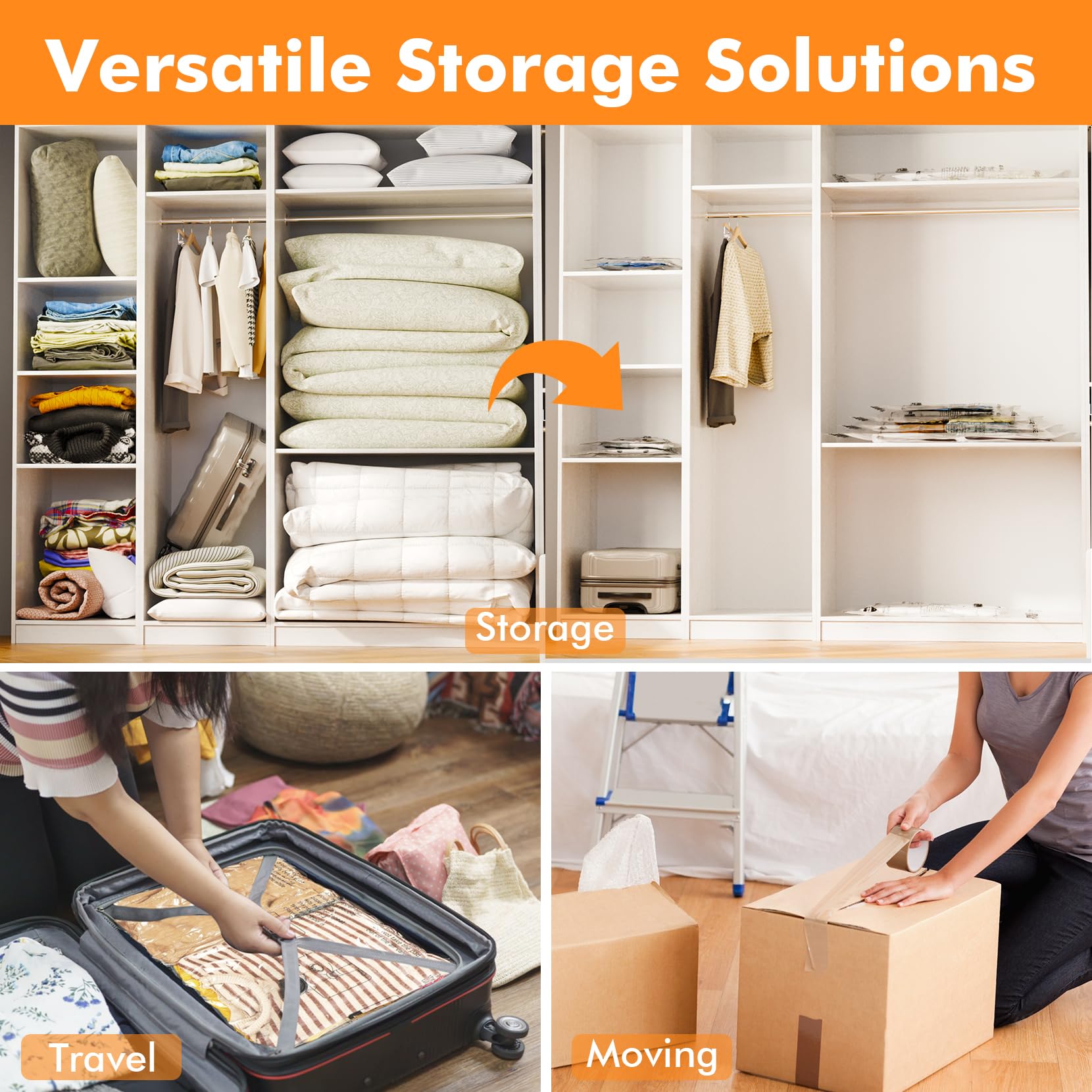 GONGSHI Vacuum Seal Bags for Clothing Travel & Home Storage, Travel Vacuum Bags with Pump,Space