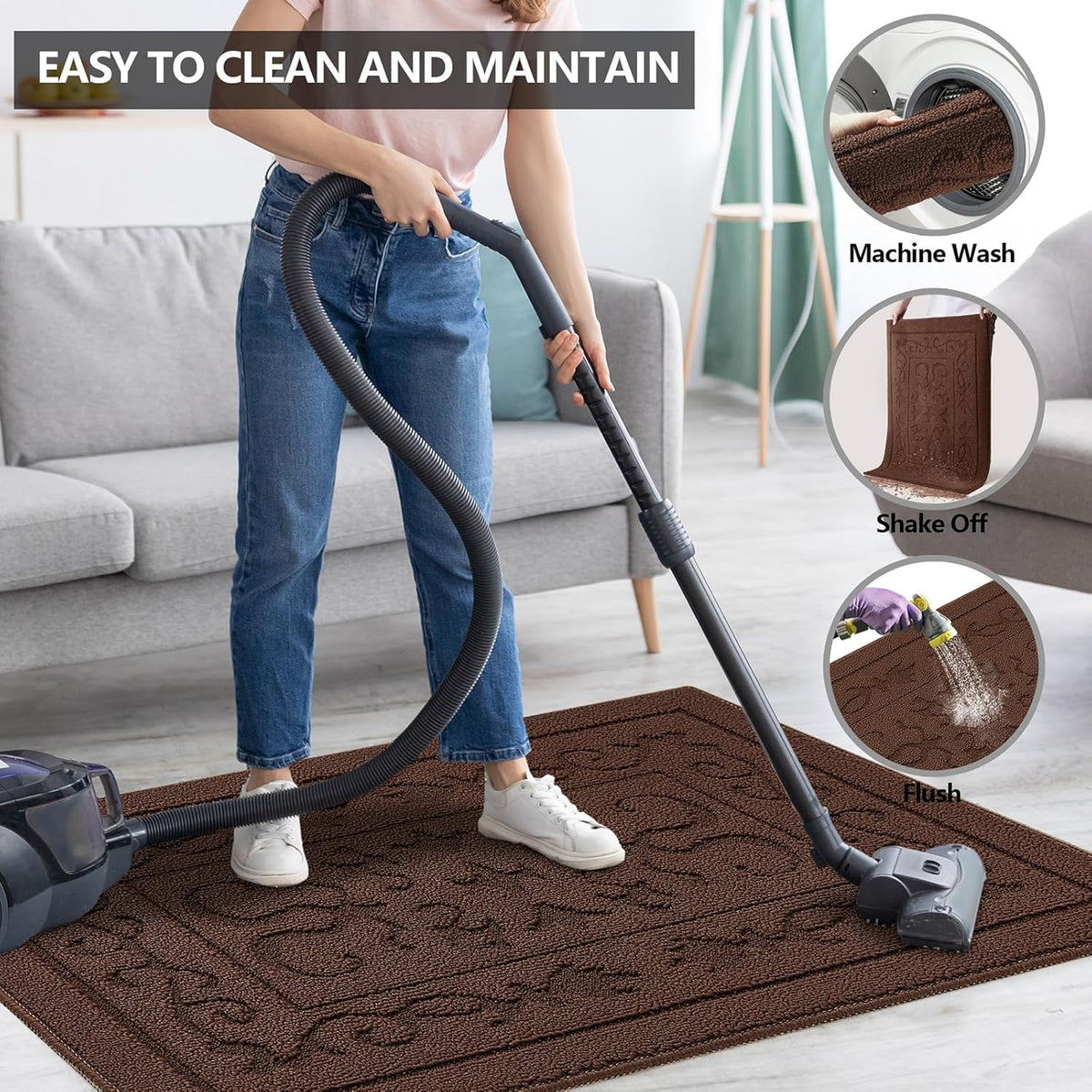FONEYI Indoor Doormat, Front Back Door Mat 32"x40" Washable, Rubber Backing Non Slip Door Mats