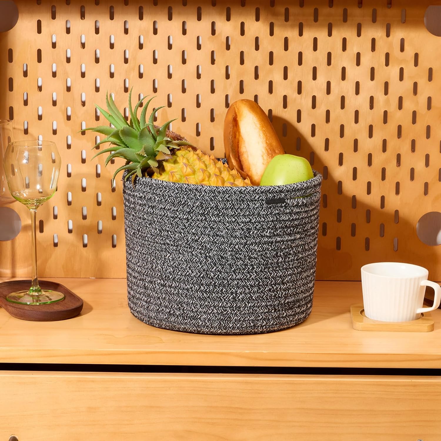 Small Basket for Organizing | Cube Shelf Closet Storage Baskets | 9.7×9.7×7.1” | Woven Rope Gift