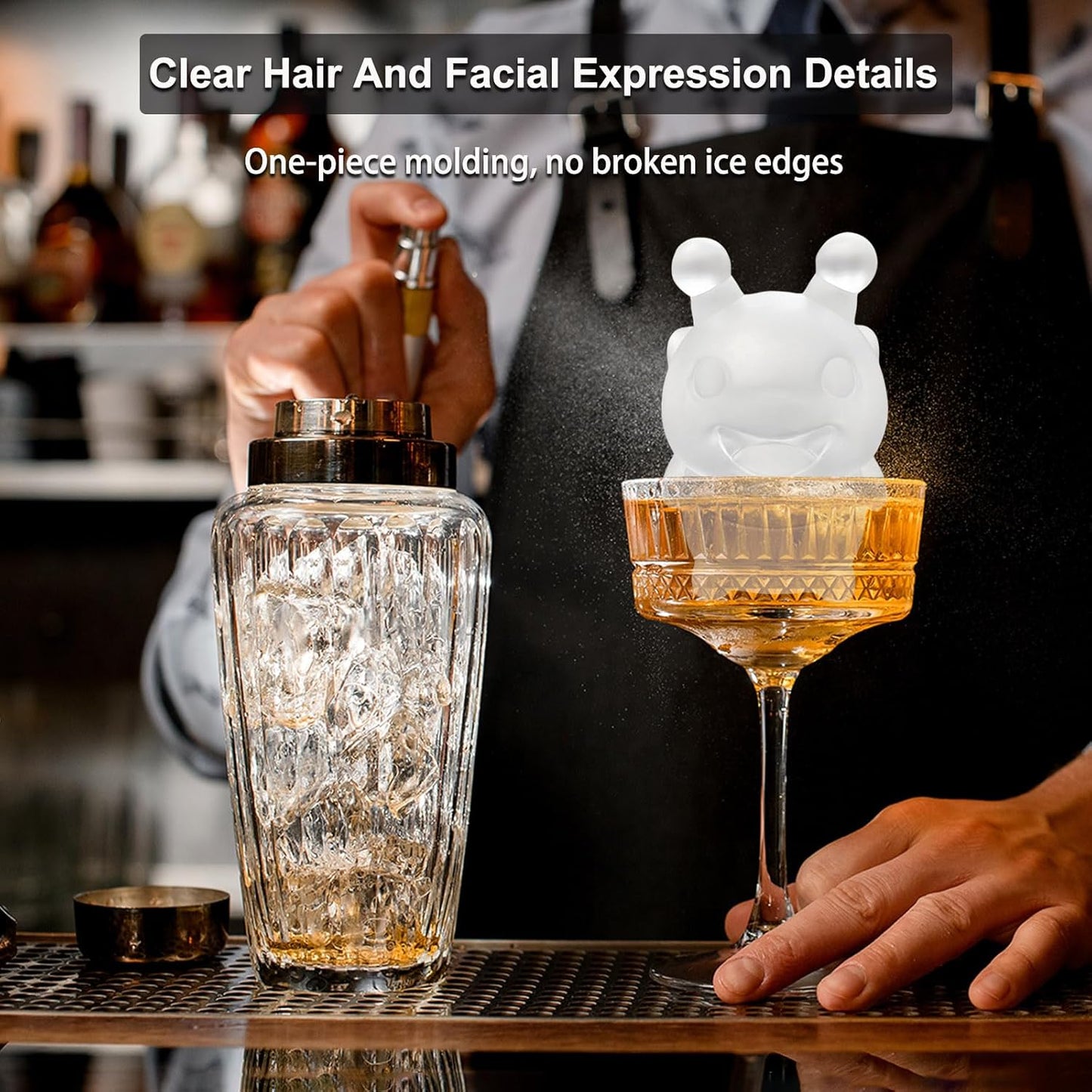 3D Bee Ice Cube Silicone Molds Tray for Whiskey, Cocktail, Drink Decor, Bar; Rich Details. Cute