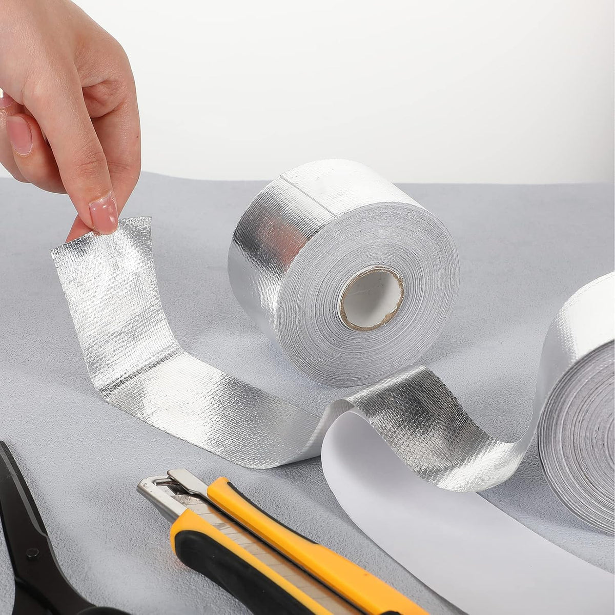 Zonon 2 Rolls Aluminum Foil Tape Heat Shield Tape Barrier Adhesive Reflective Fiberglass Thermal