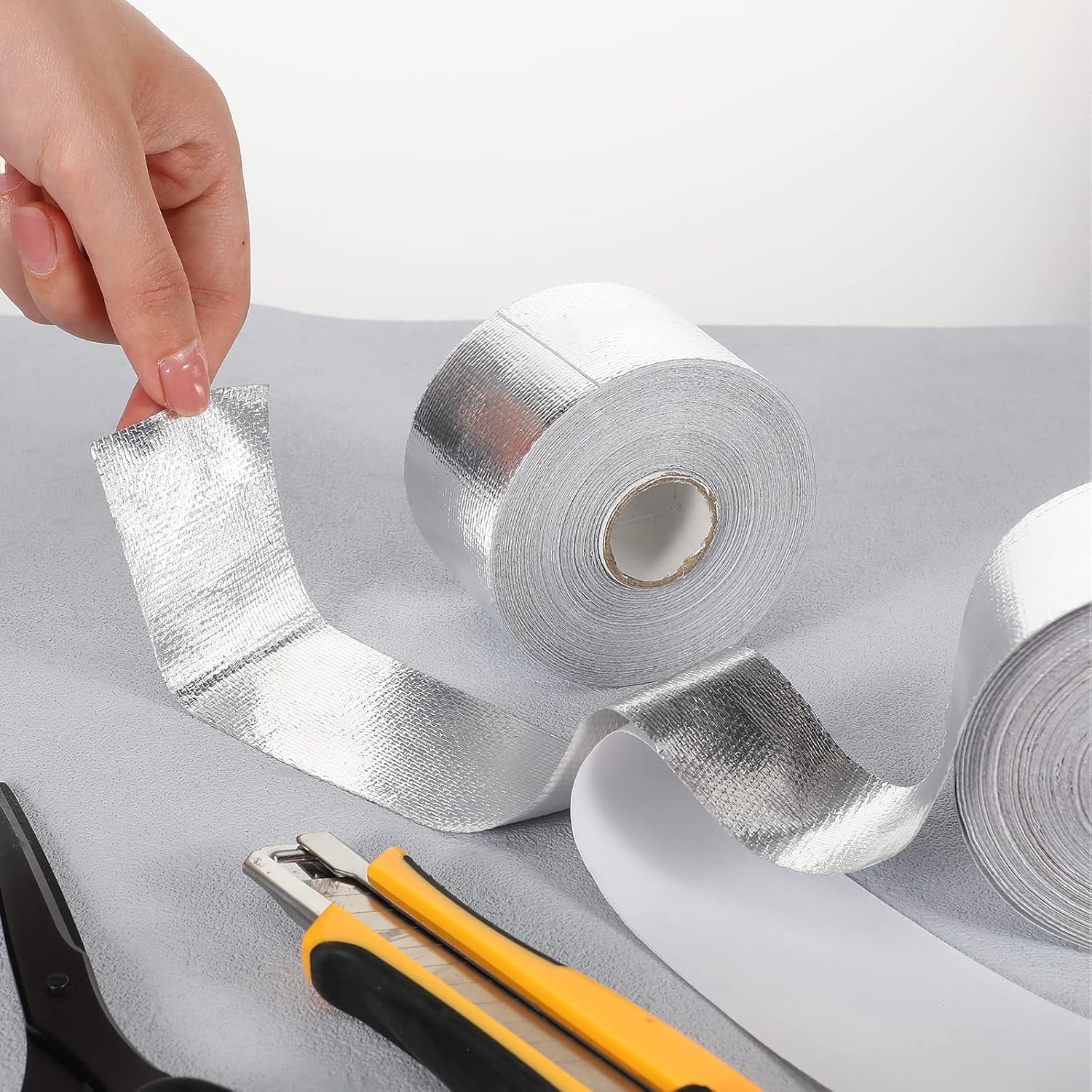 Zonon 2 Rolls Aluminum Foil Tape Heat Shield Tape Barrier Adhesive Reflective Fiberglass Thermal