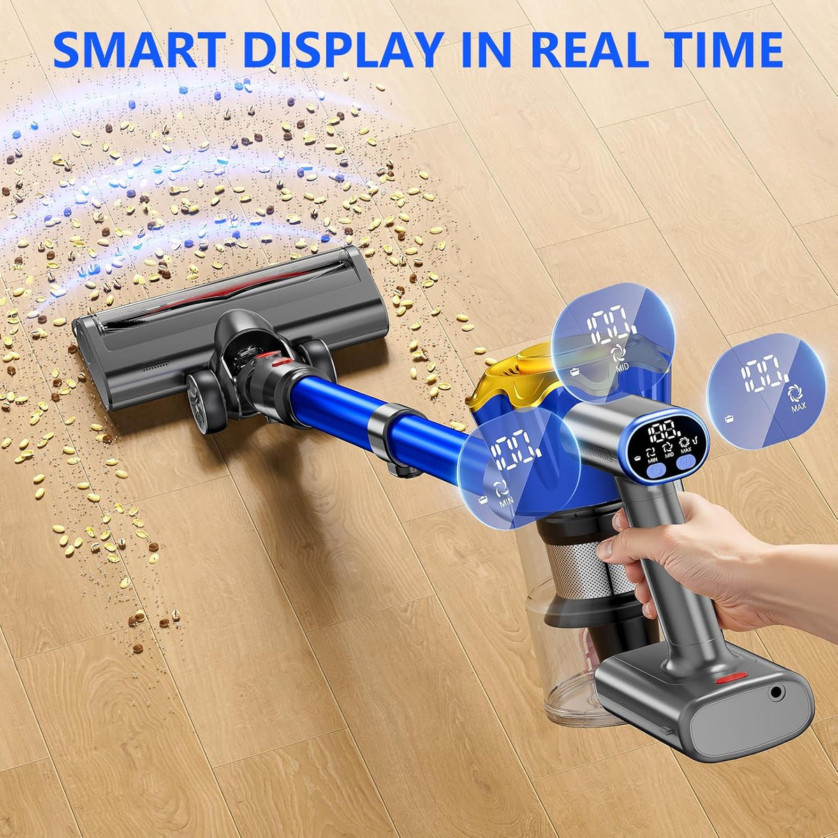 Cordless Vacuum Cleaner, 450W 40Kpa Powerful Stick Vacuum, Up to 50Mins Rechargeable Battery
