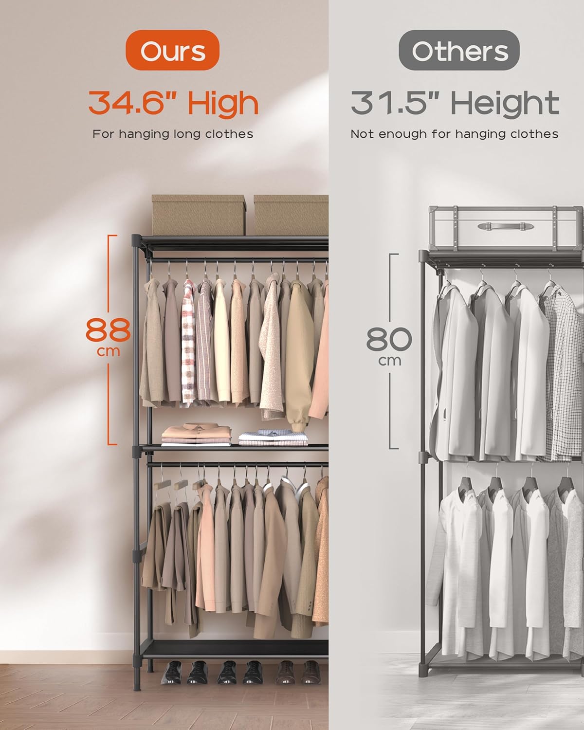 Clothes Rack, Portable Closet, 27.6 Inch Wardrobe Closet, Clothes Storage Organizer with Shelves