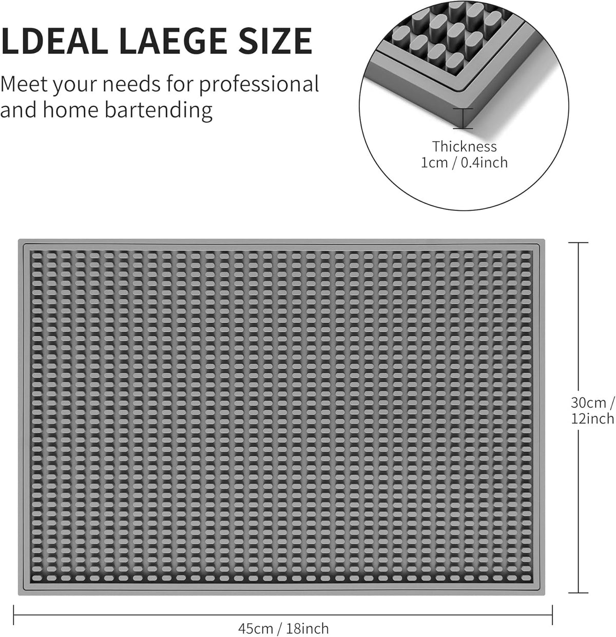 dish drying mat - 18" x 12" Grey silicone drying mat , kitchen counter dish drying mats,rubber dish