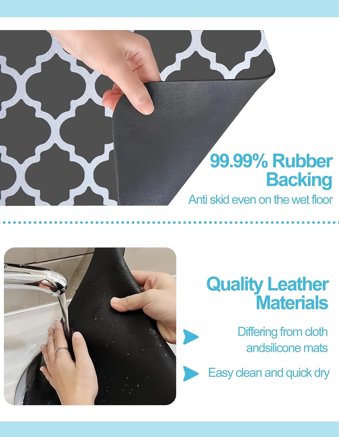 Dish Drying Mat for Kitchen Counter, 16"x24" Dish Drying Pad with Non-slip Rubber Backed, Hide