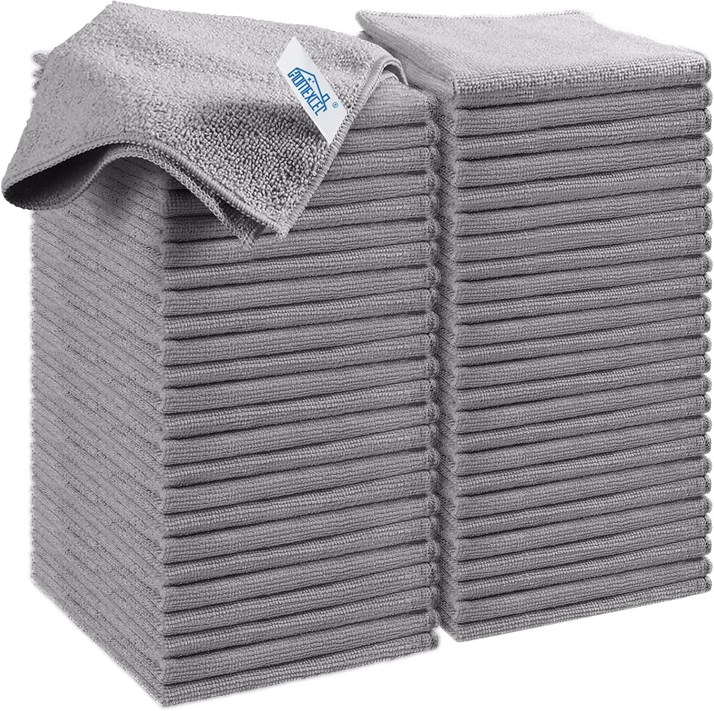 HOMEXCEL Grey Microfiber Cleaning Cloth, 50 Pack Cleaning Towels for Kitchen, Lint Free
