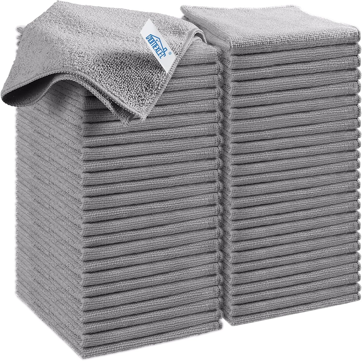 HOMEXCEL Grey Microfiber Cleaning Cloth, 50 Pack Cleaning Towels for Kitchen, Lint Free