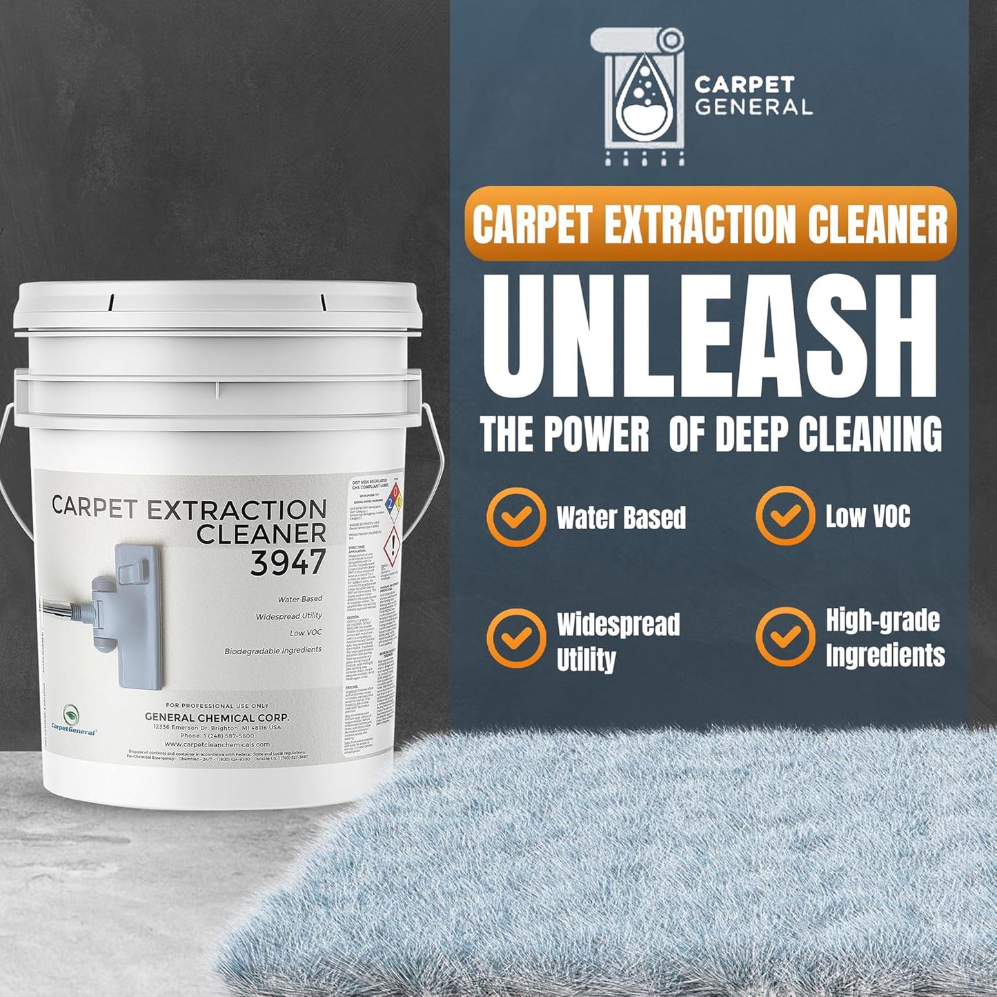 Carpet Extraction Cleaner - Water-Based Professional Deep Clean Carpet Cleaner Solution for Machine