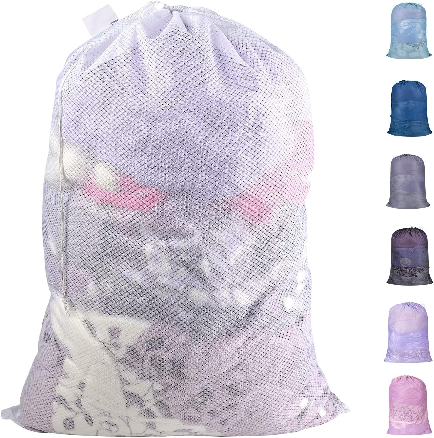 Polecasa Extra Heavy Duty Large Diamond Mesh Laundry Bags with Drawstring Closure & ID Tag, 24 x 36