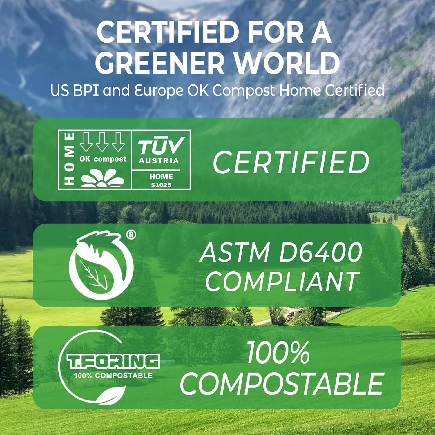 Compostable Trash Bags, 3-4 Gallon, 15 L, Extra Thick 0.8 Mil, Small Kitchen Food Scrap Waste Bags