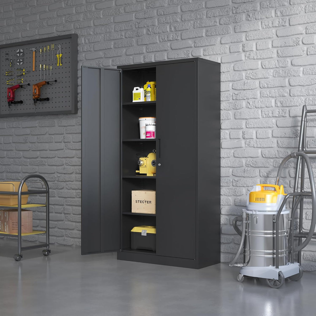 72'' Garage Storage Cabinet, Lockable Storage Cabinet with Adjustable Shelves, Steel Tool Cabinets