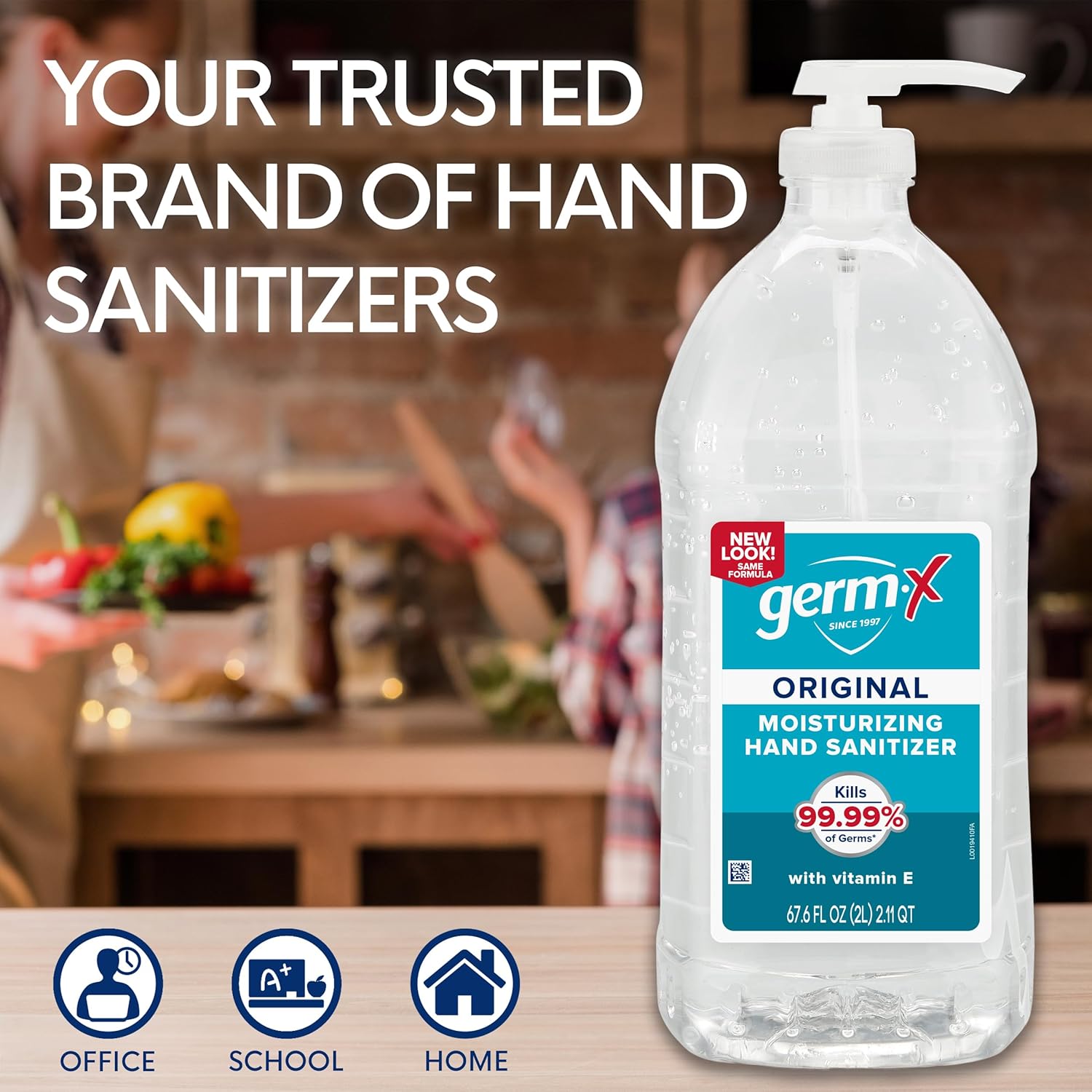 Germ-X Original Hand Sanitizer, Fast-Drying Moisturizing Gel with Vitamin E, Instant & No Rinse