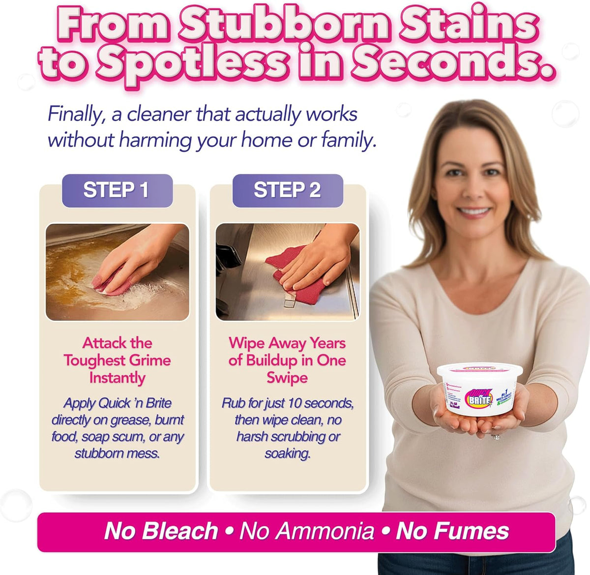 Quick 'n Brite All Purpose Cleaning Paste – Miracle Cleaner for Tough Stains, Biodegradable