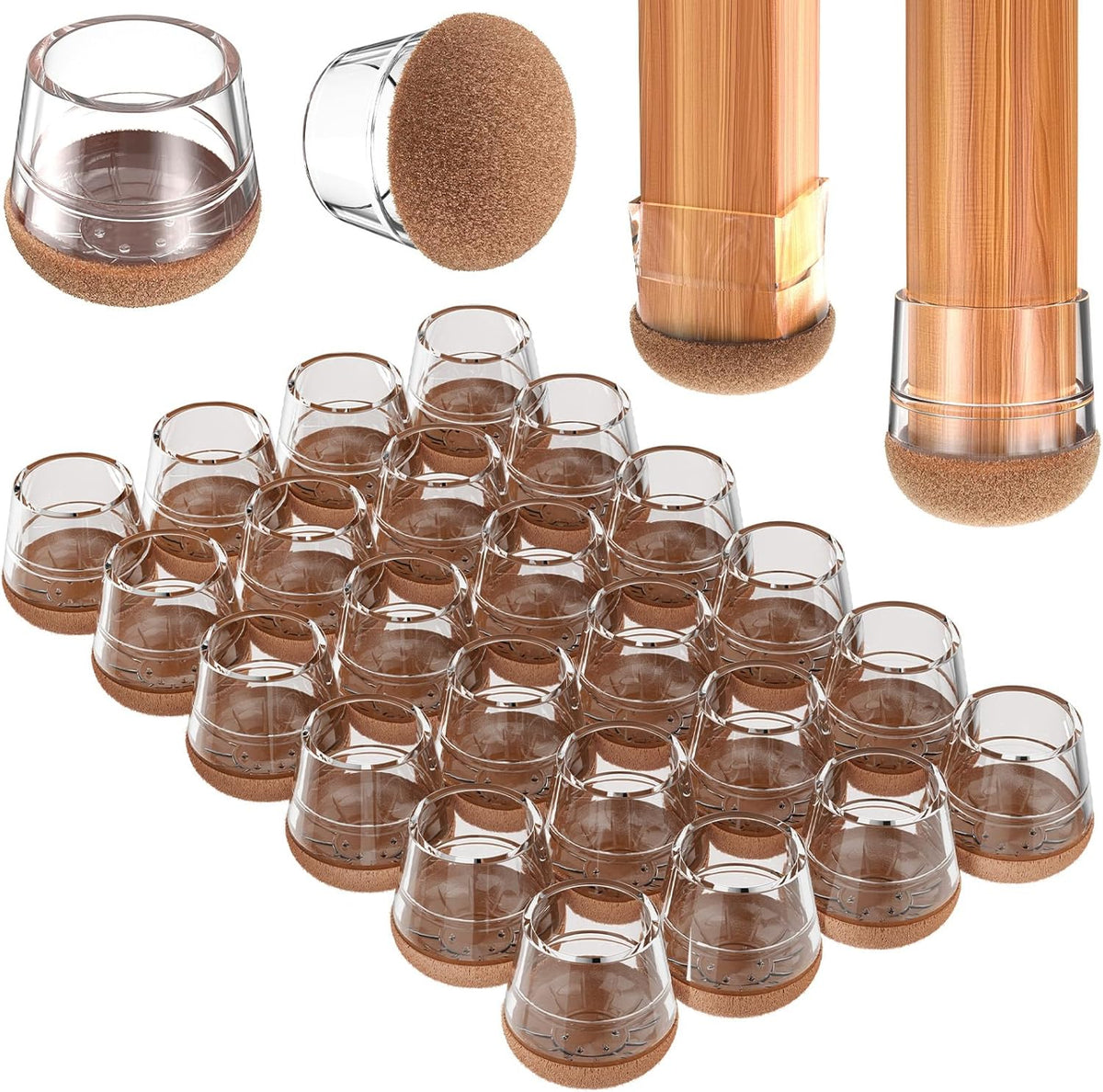 Chair Leg Floor Protectors Large 24Pcs,Silicone Chair Leg Protectors for Hardwood