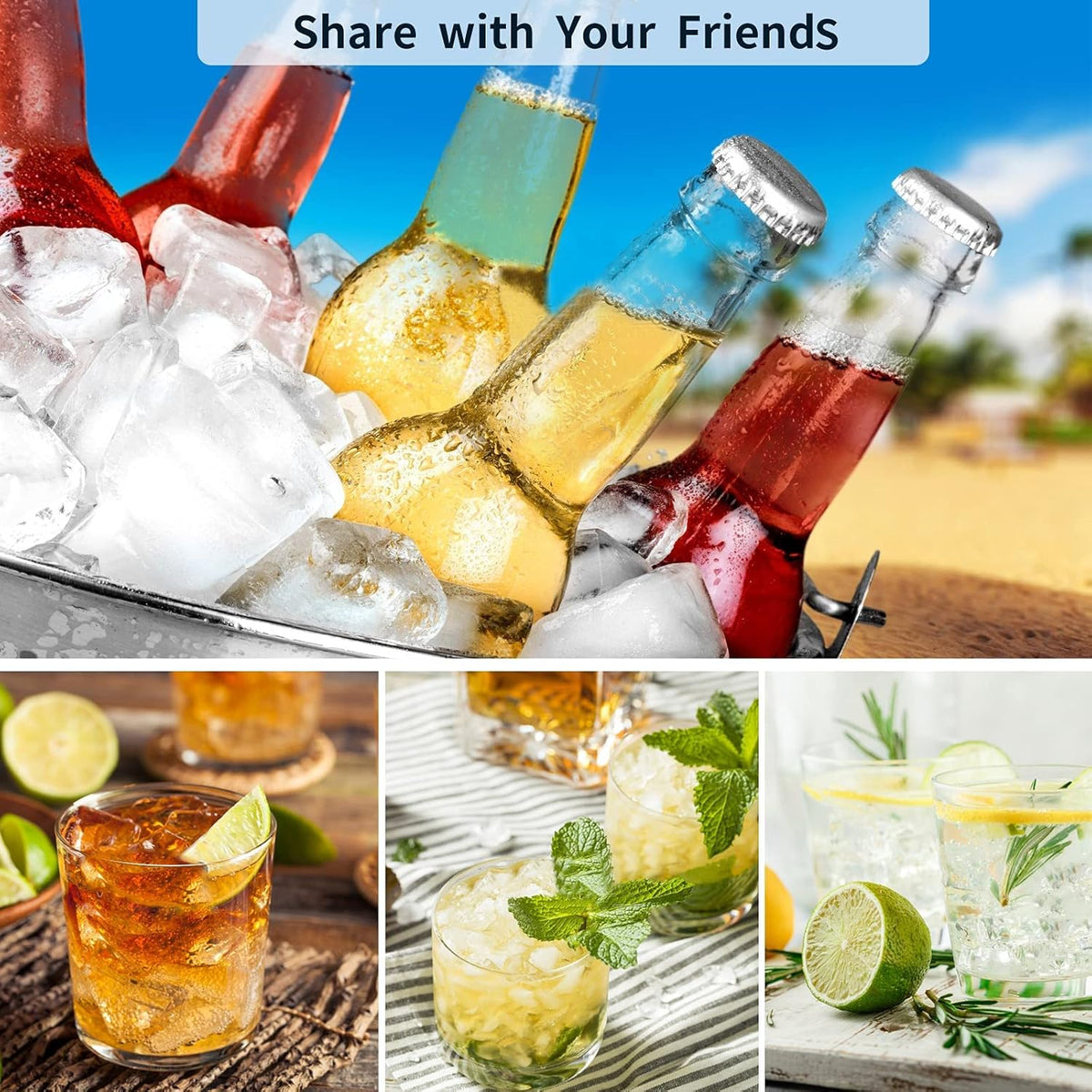 Ice Cube Trays Set of 2, Easy Release 15 Flexible Silicone Ice Cube Molds with Removable Lid