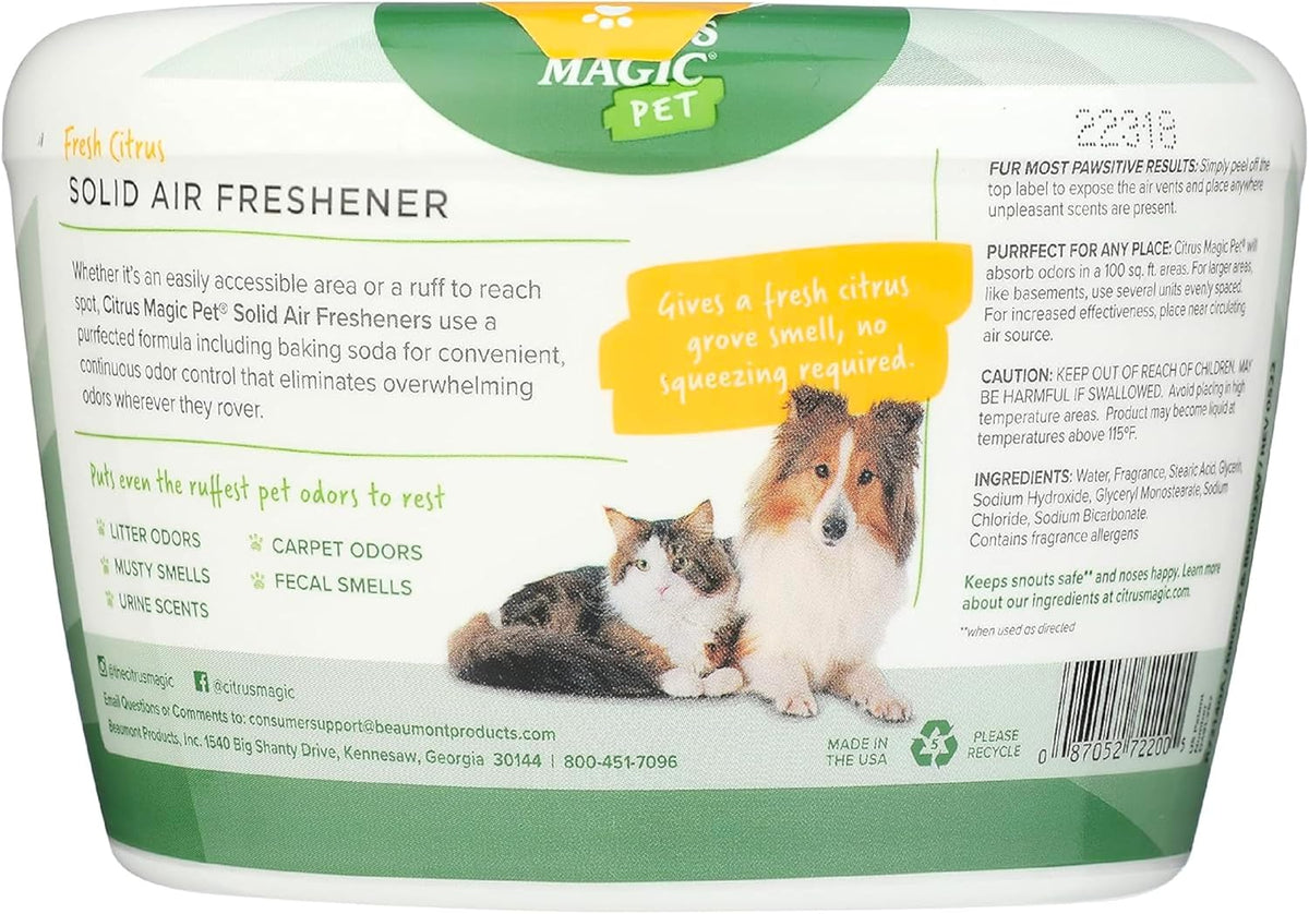 Citrus Magic Pet Solid Air Freshener, Pet Odor Eliminator for Home, Odor Absorber for Dog & Cat