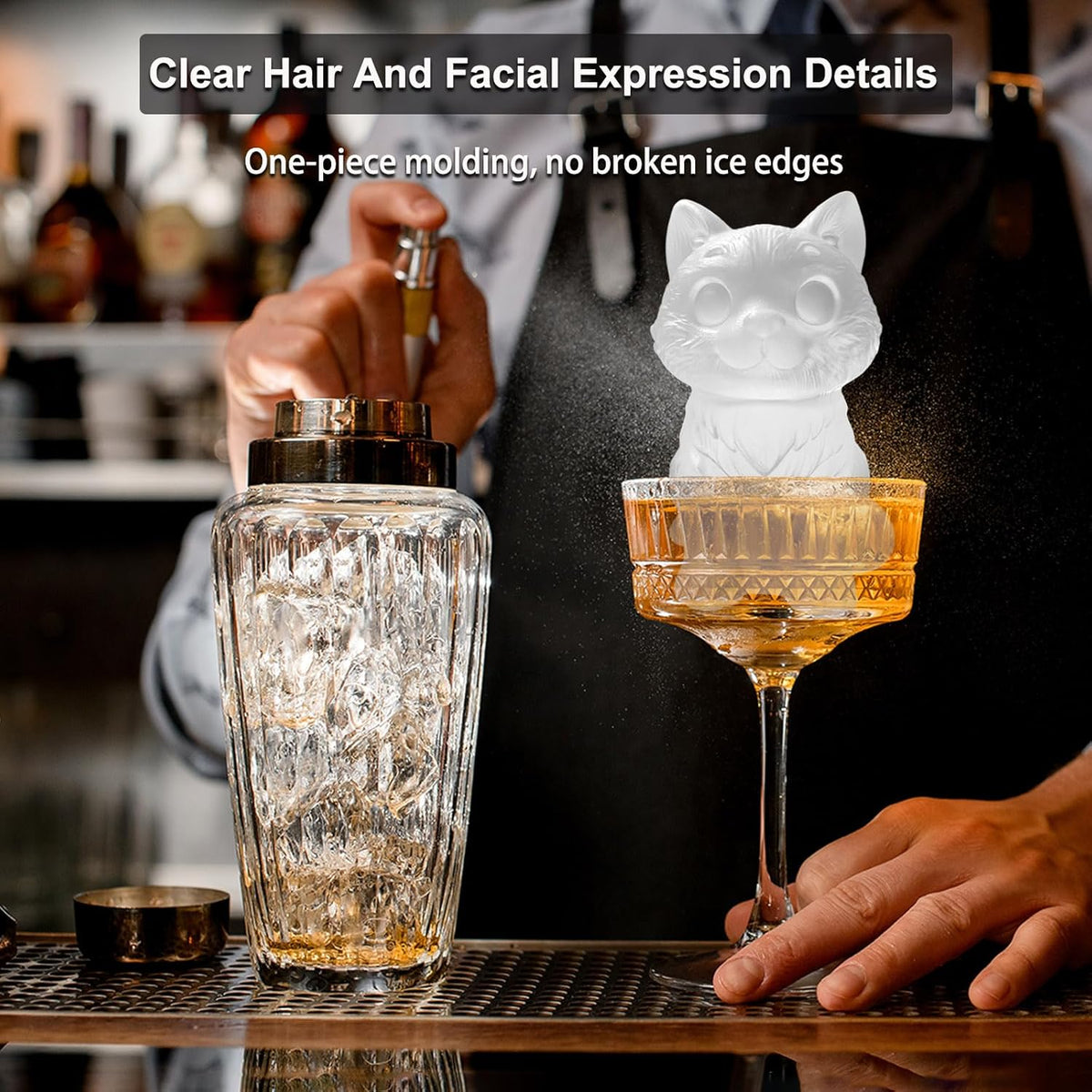 3D Cat Ice Cube Silicone Molds Tray for Whiskey, Cocktail, Drink Decor, Bar; Rich Details. Cute
