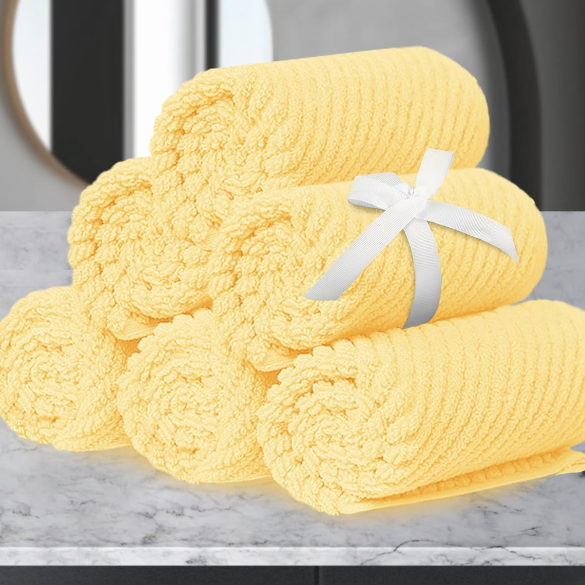 VOOVA & MOVAS Washcloths 6 Pack, 13"x13" - 100% Cotton | Lightweight | Thick | Quick Dry | Soft |