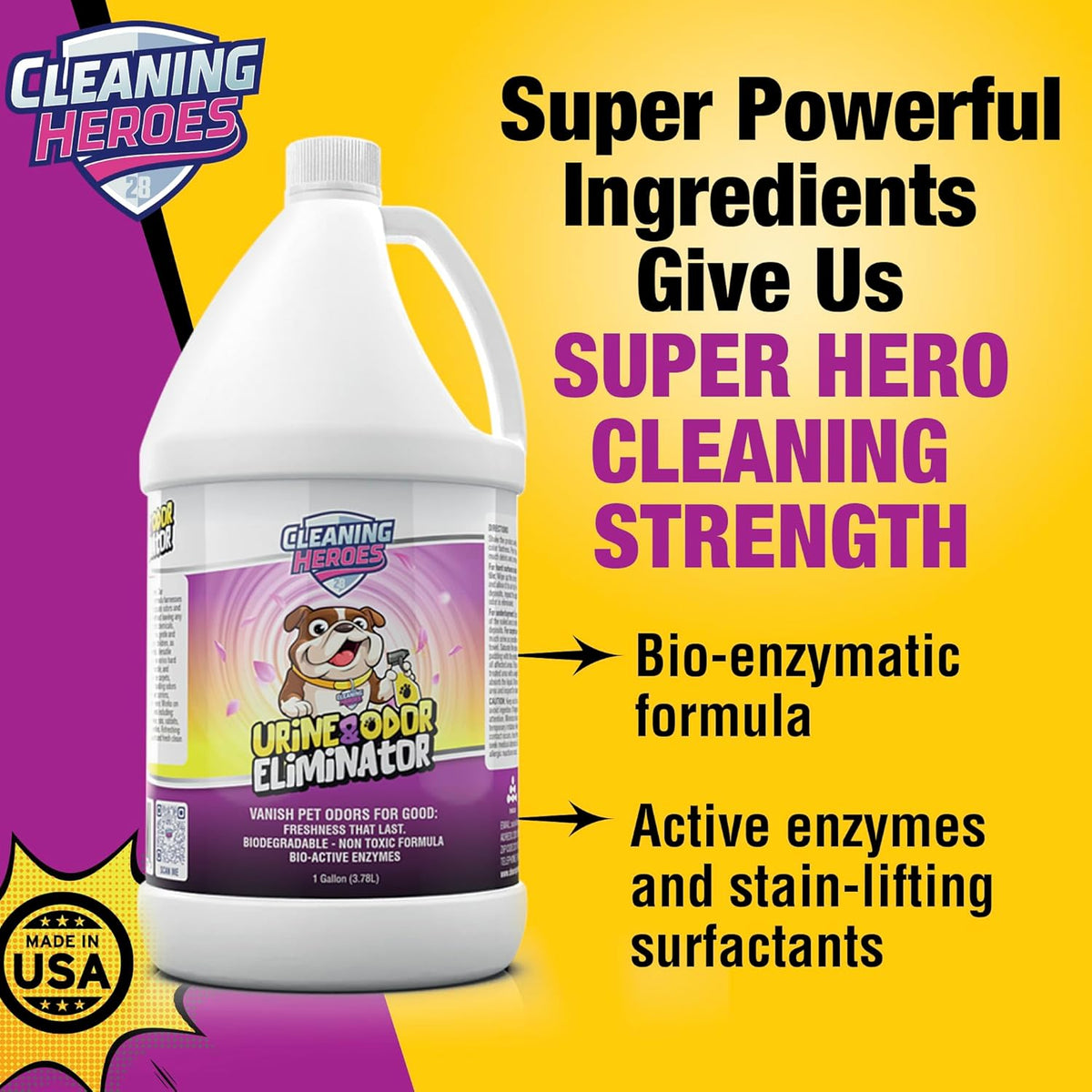 Pet Carpet Cleaner & Urine Odor Eliminator for Strong Odor - 128oz Enzyme Cleaning Spray for Cat &