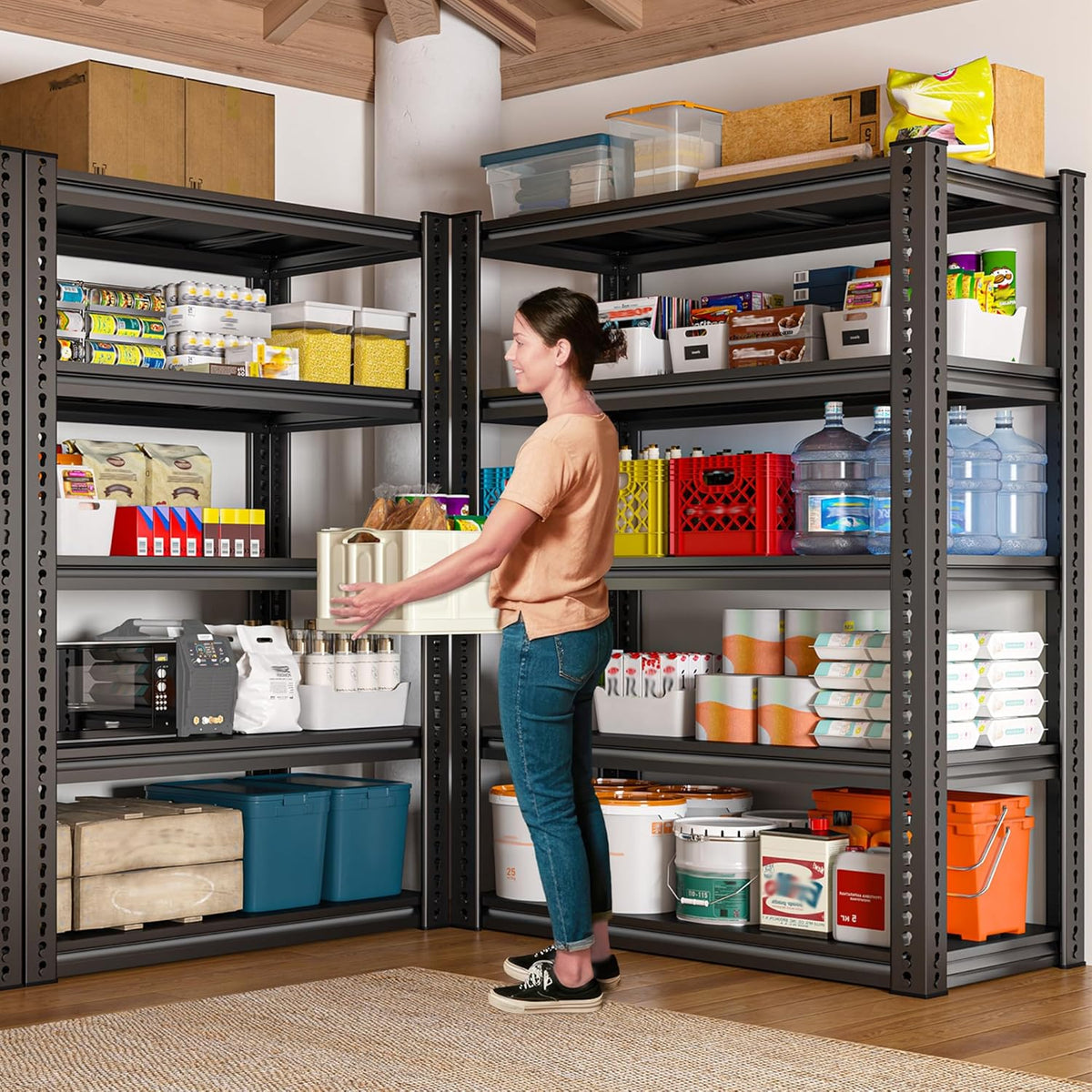 REIBII Garage Shelving Load 2000 LBS, Adjustable 5-Tier Storage Shelves, Metal Shelving Units and