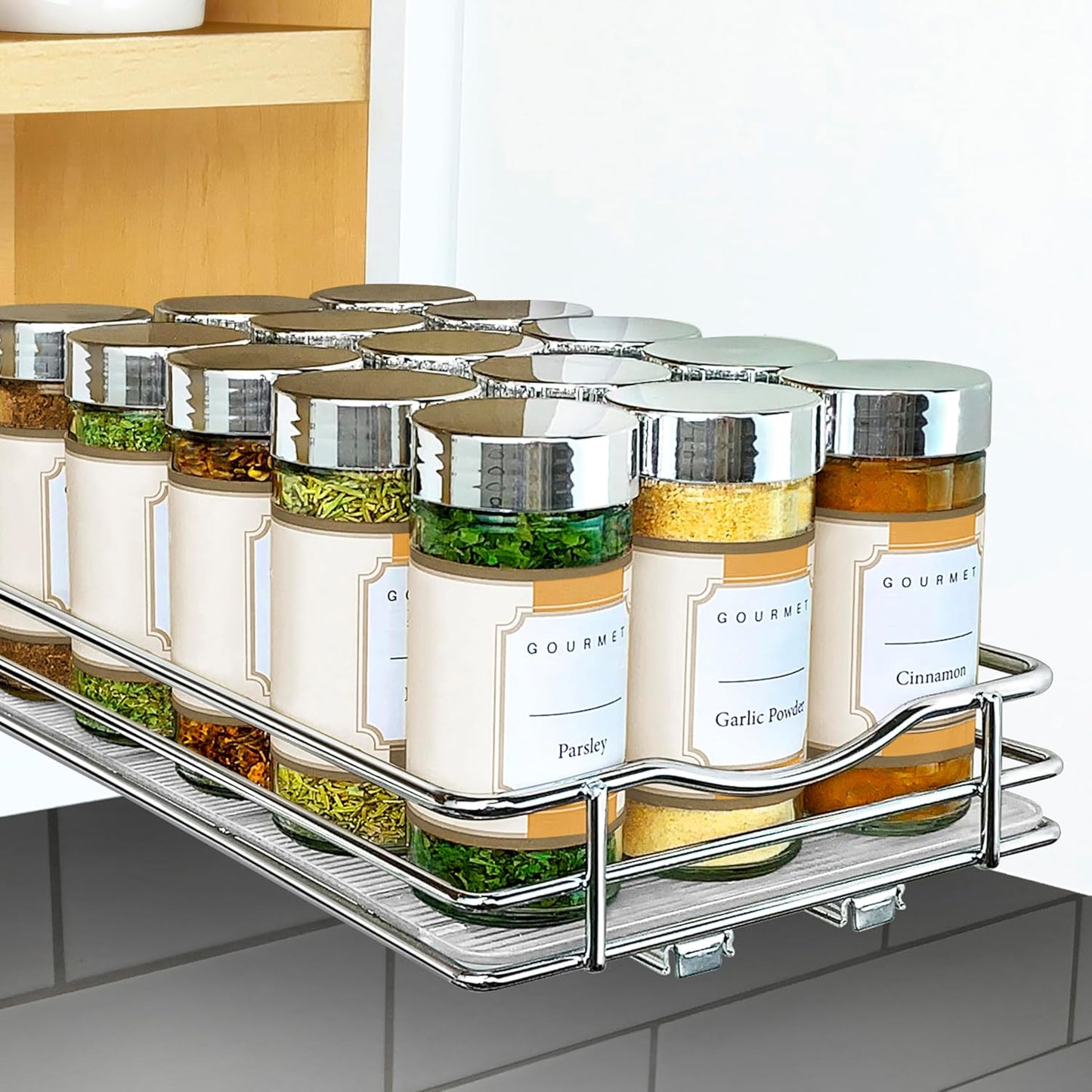 LYNK PROFESSIONAL® Pull Out Spice Rack Organizer for Inside Kitchen Cabinets - 6-1/4 inch Wide