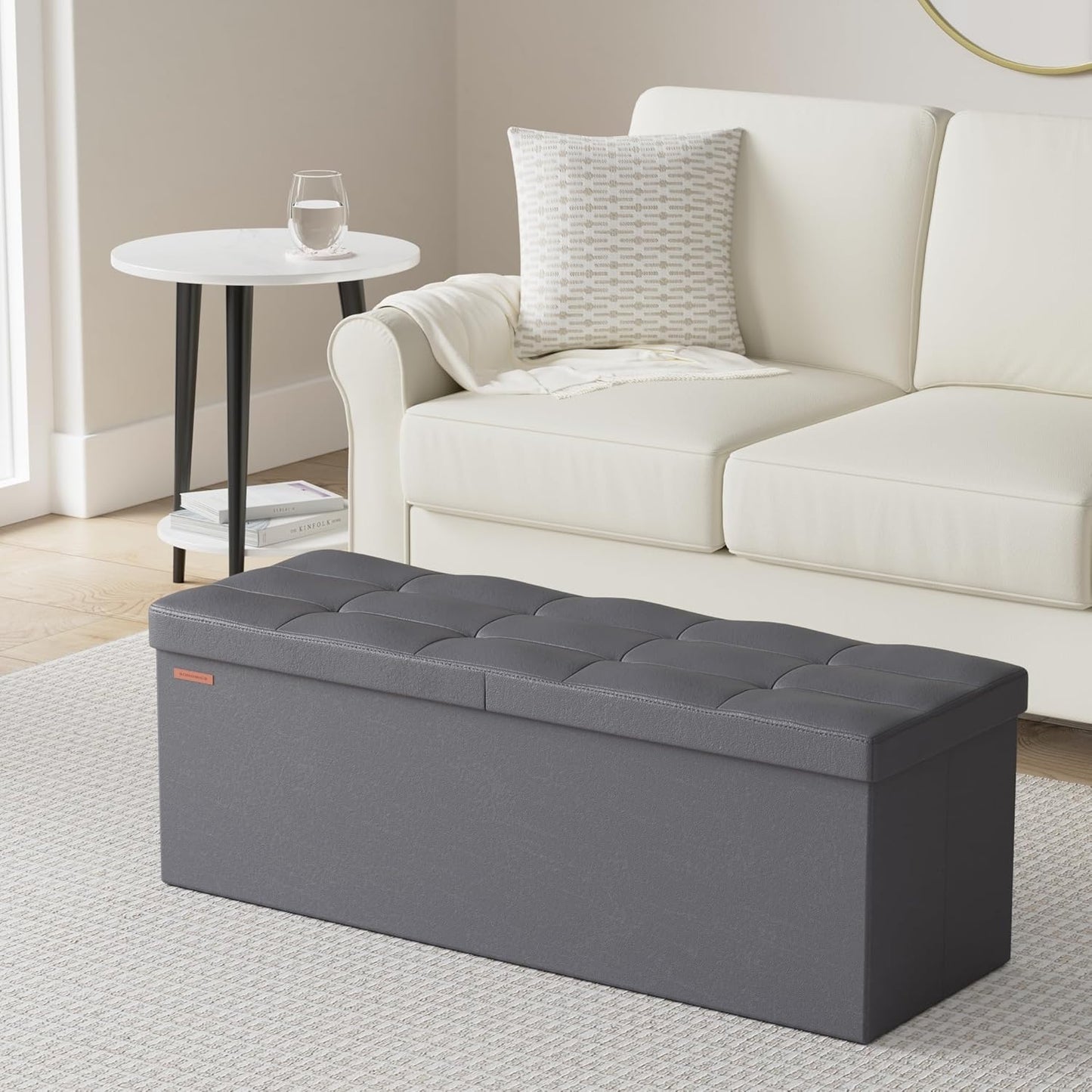 SONGMICS MAZIE Collection - 43 Inches Storage Ottoman Bench with Flipping Lid, Storage Chest with