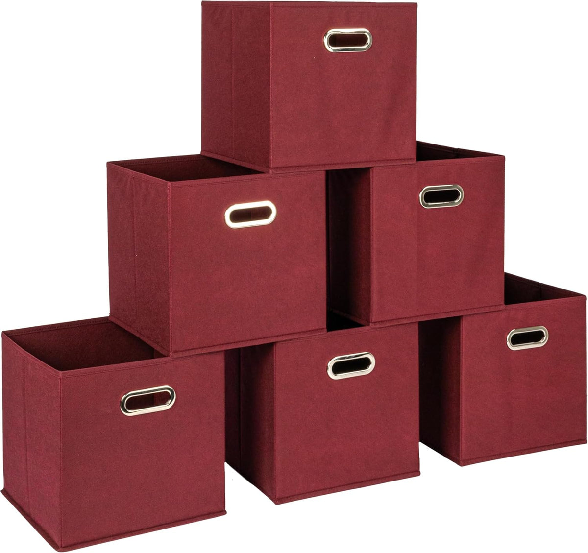 Household Essentials Fabric Storage Cube Bins, 6 Piece Set, Strong Poly-Woven Fabric, Chipboard