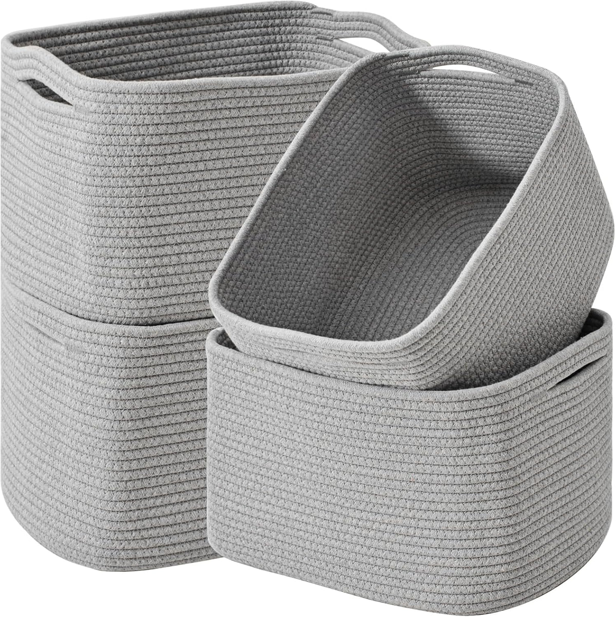 Storage Baskets for Organizing & Shelves, Woven Cotton Rope Organization Bins for Dog Toys