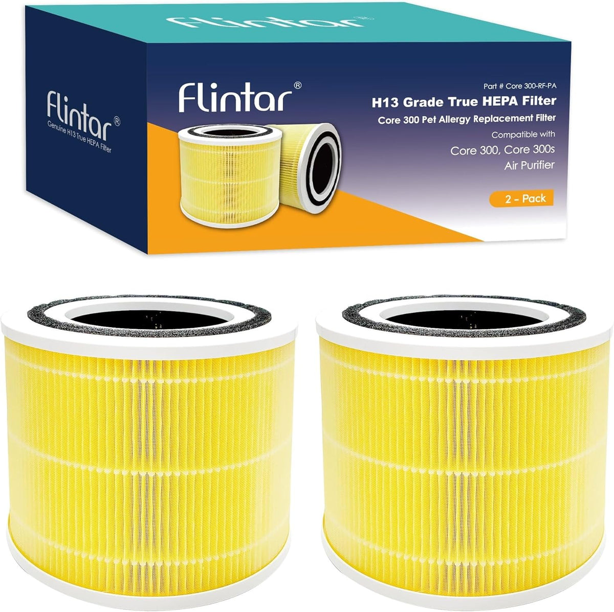 Flintar Core 300 Pet Allergy Replacement Filters, Made in TAIWAN, Compatible with LEVOIT Core 300