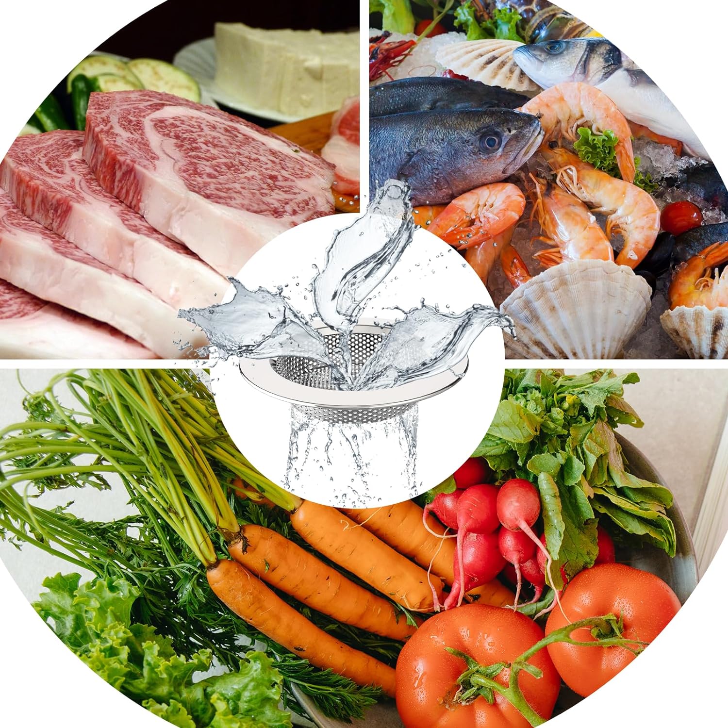 MR.SIGA Kitchen Sink Strainer, Stainless Steel Sink Drain Strainer, Dishwasher Safe, Outer Diameter
