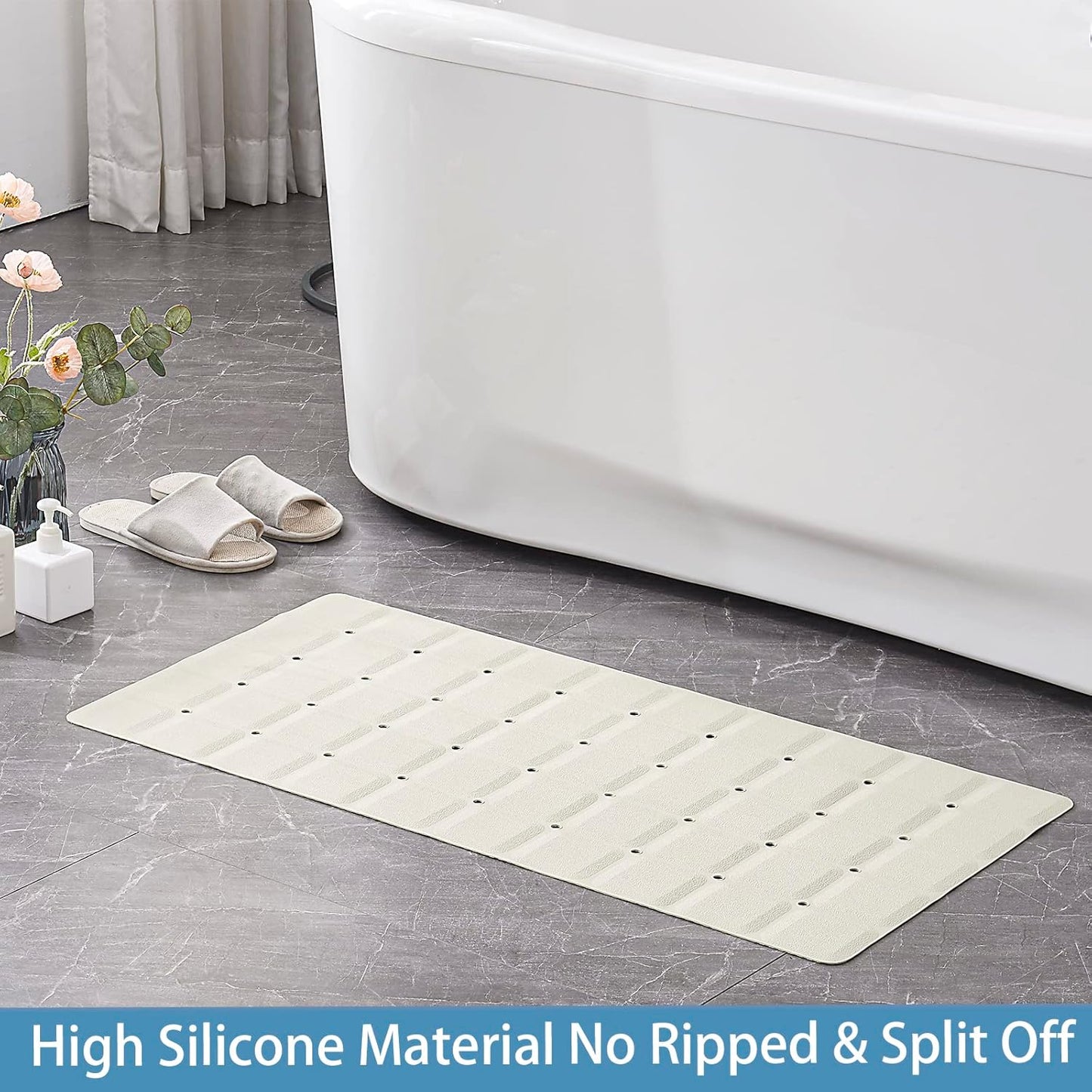 Foldable Silicone Bathtub Mat: Jumbo Size Heavy Duty Safety Bath Mat for Tub Without Suction Cups