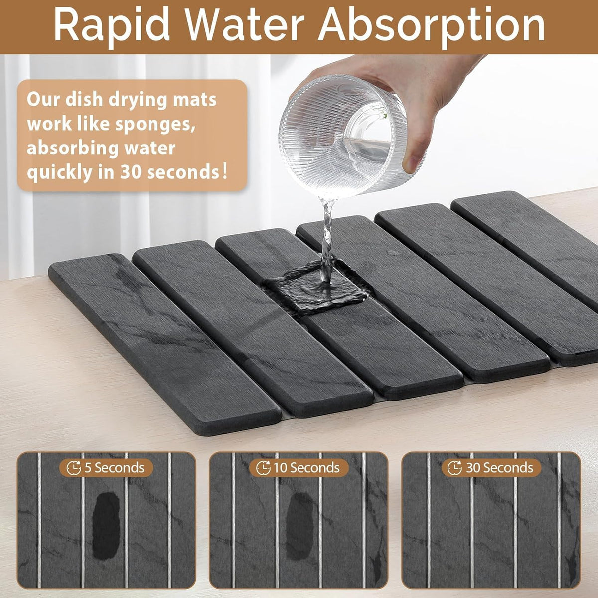 2 PCS Stone Dish Drying Mat for Kitchen Counter,Quick Dry Stone Dishes Mats,Marbled Water Absorbing