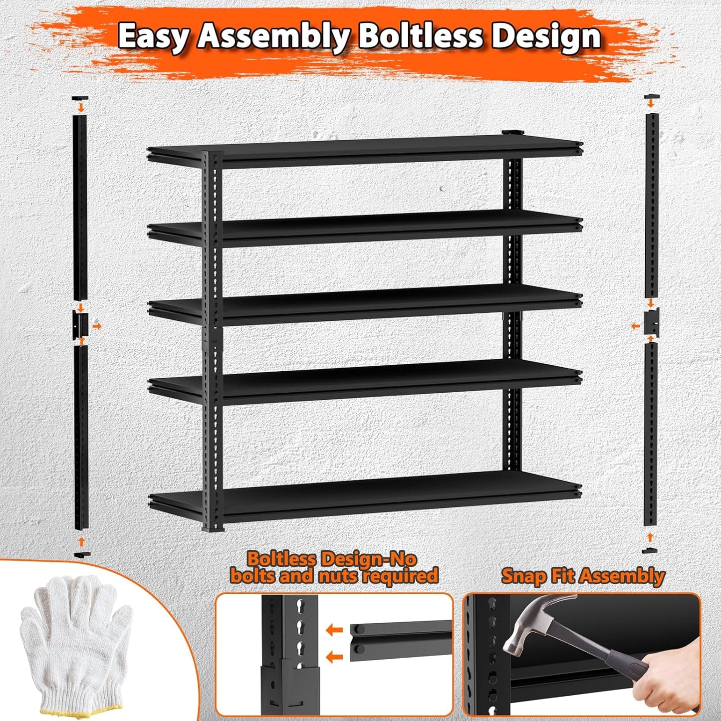 Storage Shelves Heavy Duty 2 PCS,60" L x 24" W x 78" H Garage Storage Shelves Unit Loads 3700LBS