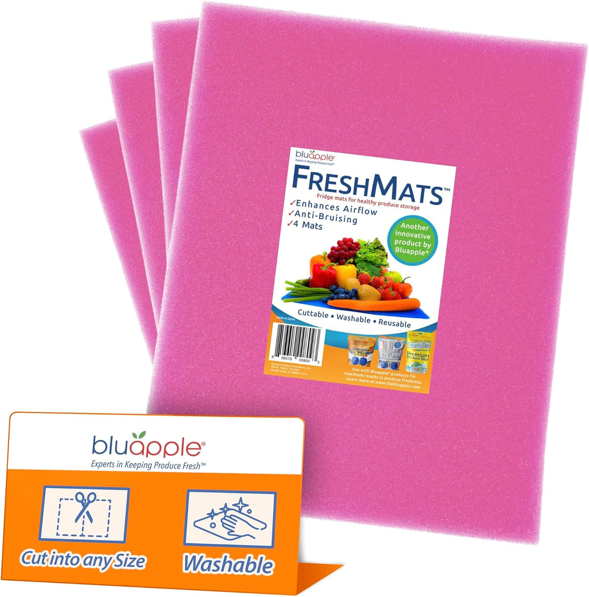 Bluapple FreshMats, Refrigerator Bin Liner, Fridge Drawer Mats, Crisper Life Extender Liner Keeps