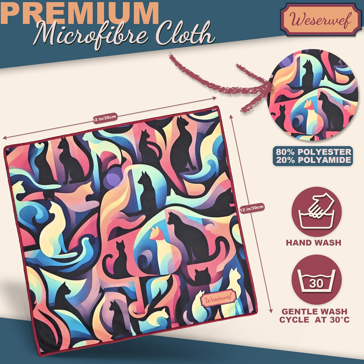 WESERWEF Design Microfiber Glasses Cleaning Cloth – Premium Cleaning Cloth for Eyeglasses, Screens