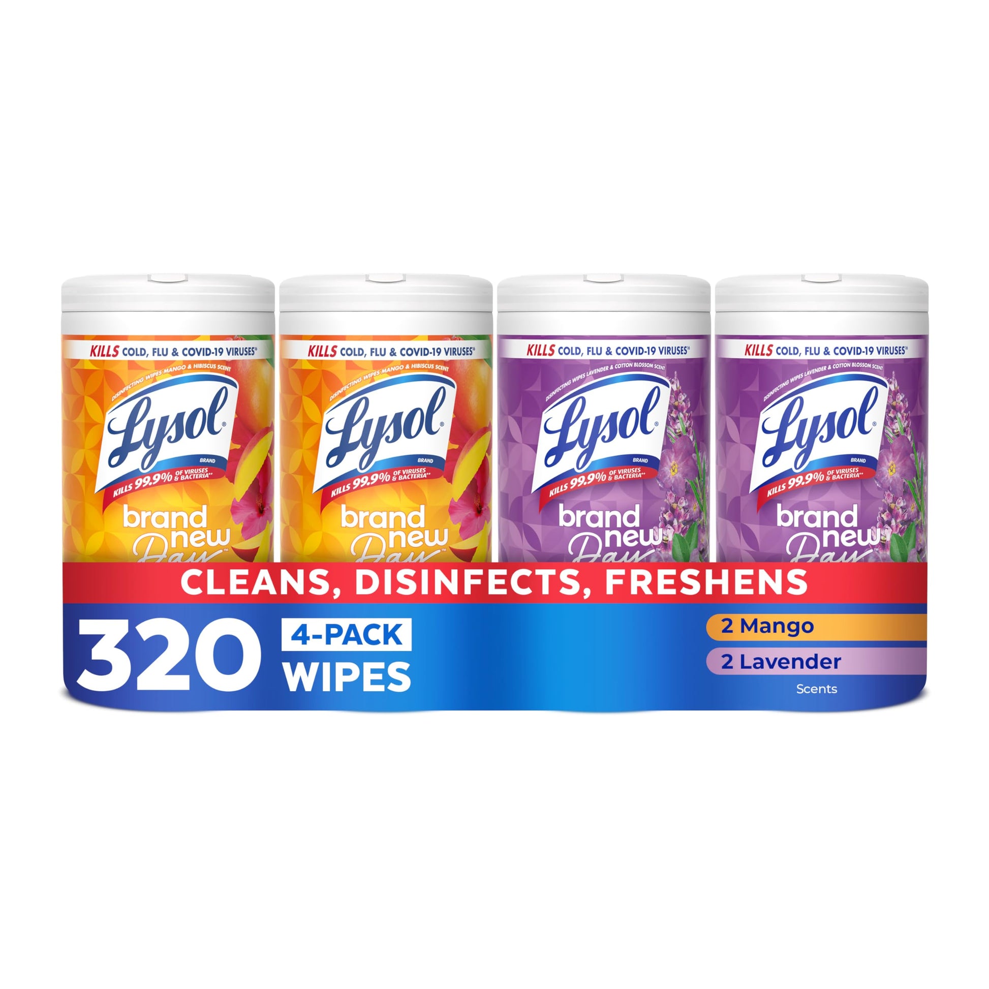 Lysol Disinfecting Wipes, Multi-Surface, Lavender + Mango, 80 ct. (4 Pack)