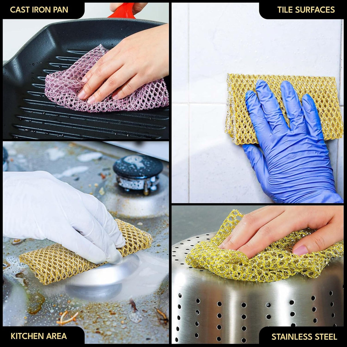 Heavy Duty Dish Scrubbers - Non Scratch Scouring Pads - Odorless and Long Lasting - Replace Sponges