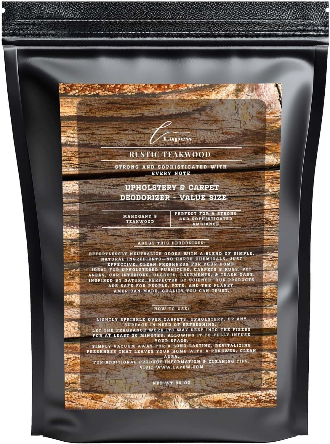 Rustic Teakwood Carpet Freshener Powder Refill 36 oz | Powerful Odor Eliminator for Home |