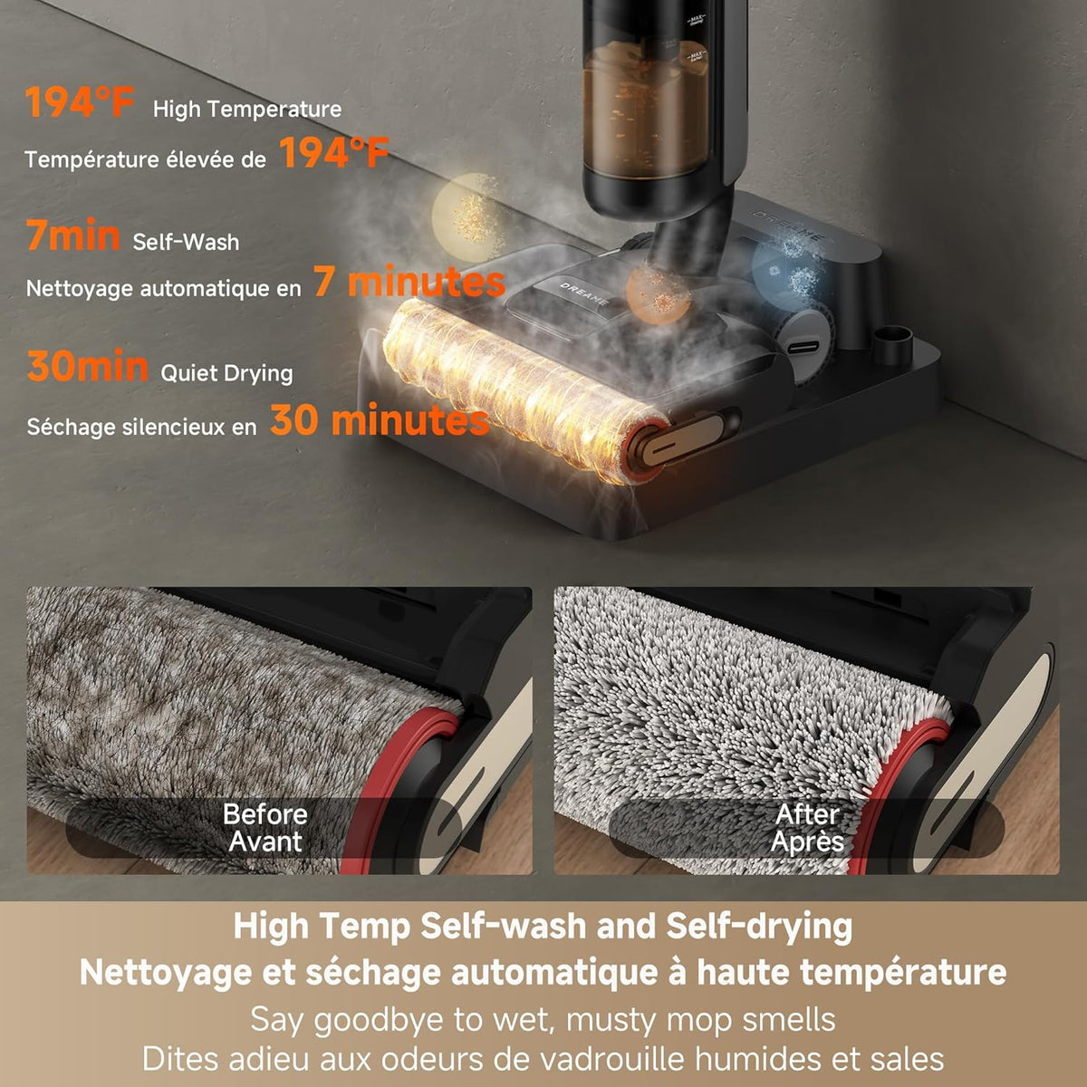 DREAME H12 FlexReach Vacuum Mop, 0 Tangle Wet Dry Vacuum Cleaner, Cordless Vacuum Mop All-in-One
