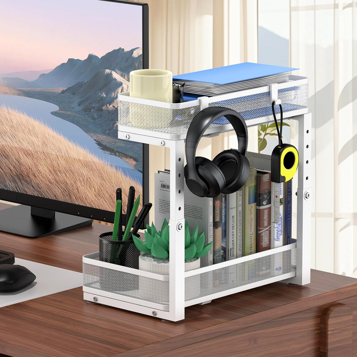 Under Sink Organizer, High Adjustable 2 Tier Under Sink Organizers and Storage, Slide Out Metal