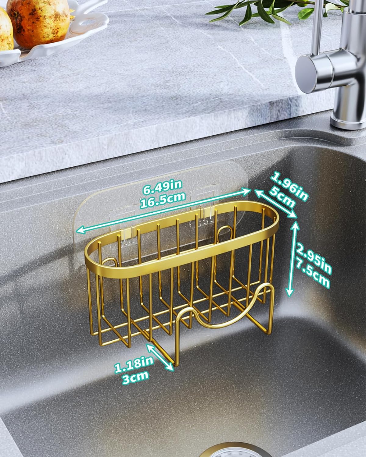 HapiRm Multifunctional Sponge Holder - 2 Installation Methods Sink Caddy with Unique M-shaped