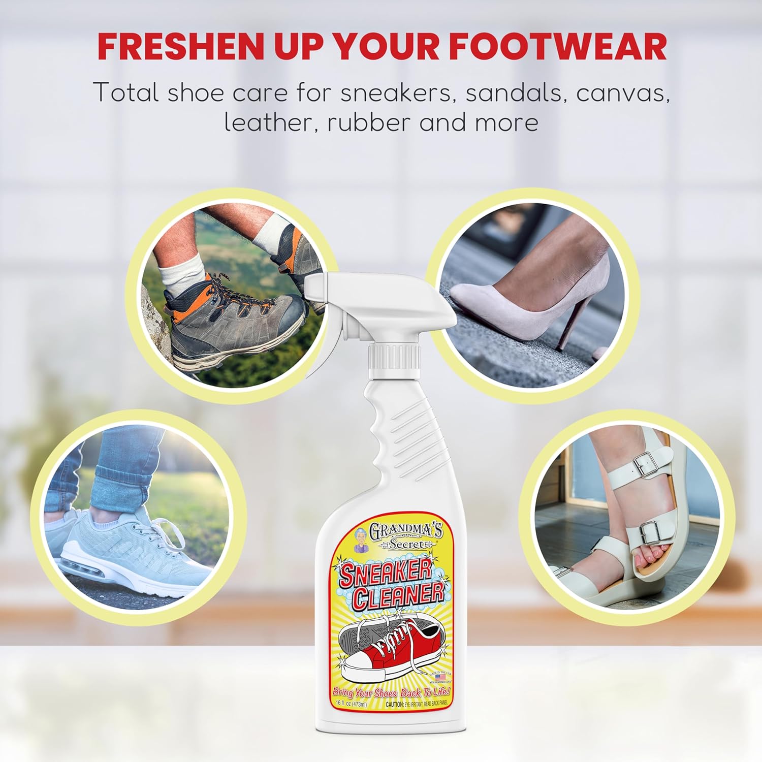 Grandma's Secret Shoe Cleaner - Stain Remover Spray for Rubber, Canvas and Leather - Removes Dirt
